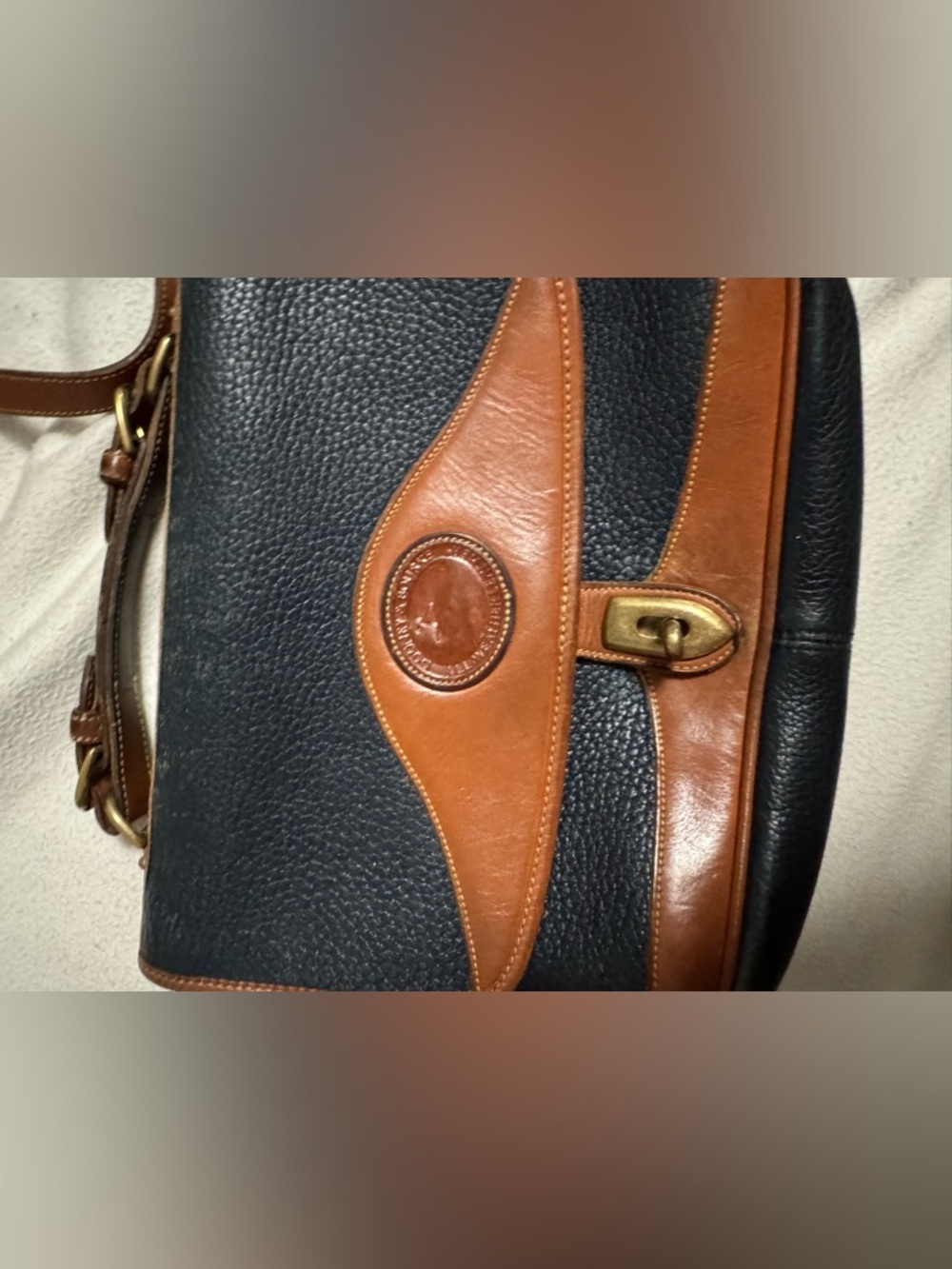 Vintage DOONEY & BOURKE Classic Two-Tone Black and Brown Leather Satchel - Picture 8 of 13